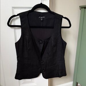 J. Crew Boxy Linen Vest Top in Black
